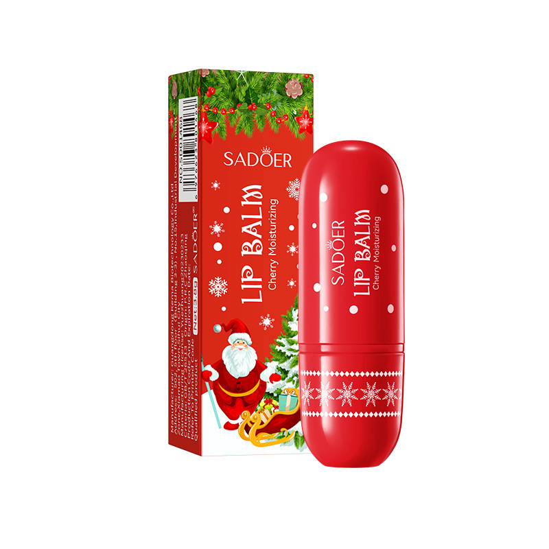 (ПРЕДЗАКАЗ) Увлажняющий бальзам для губ с вишней SADOER (новогодняя серия), 3.8гр