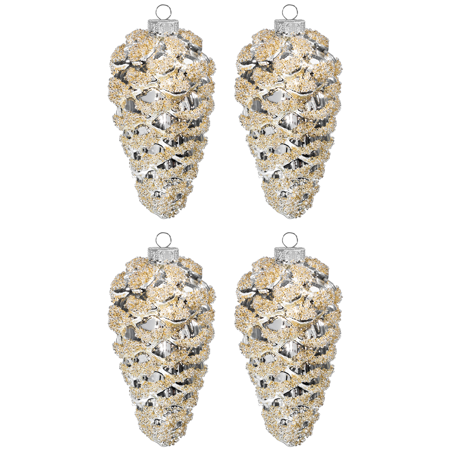 БЫЛО 921 руб! Набор 4 стеклянных новогодних игрушек 6*11,7 см