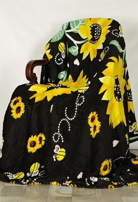 Плед плюшевый 2 спальный Подсолнух PLPOD