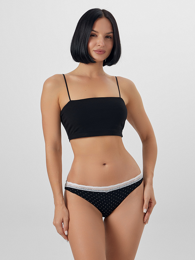 Трусы слипы женские черные в горошек