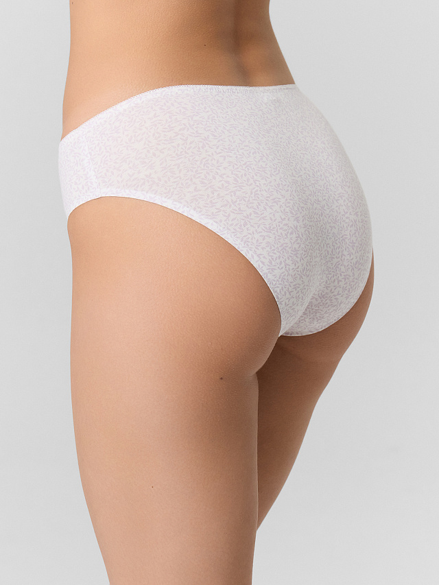 Трусы женские слипы сумрачно-белые с листочками