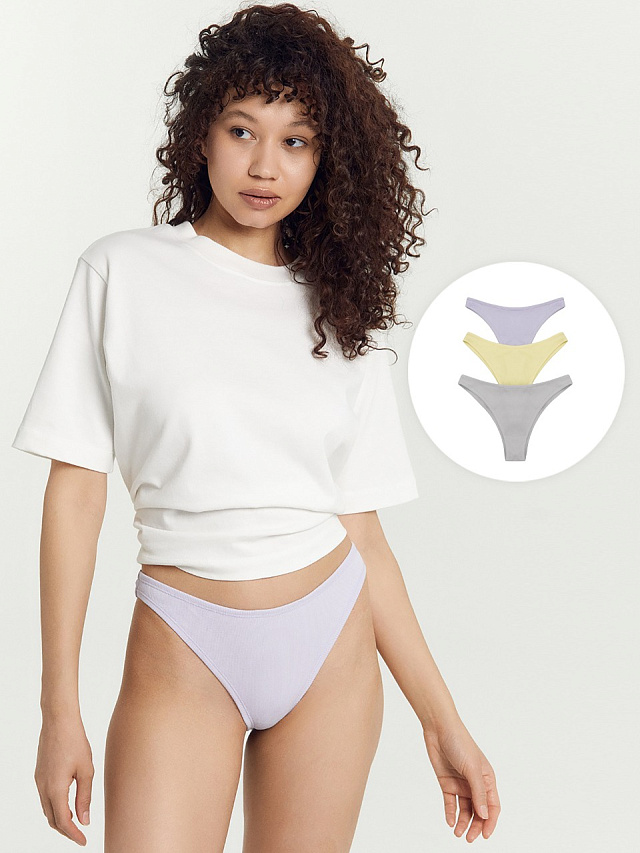 Трусы женские бразилиана мультипак (3 шт.) в фиолетовом цвете