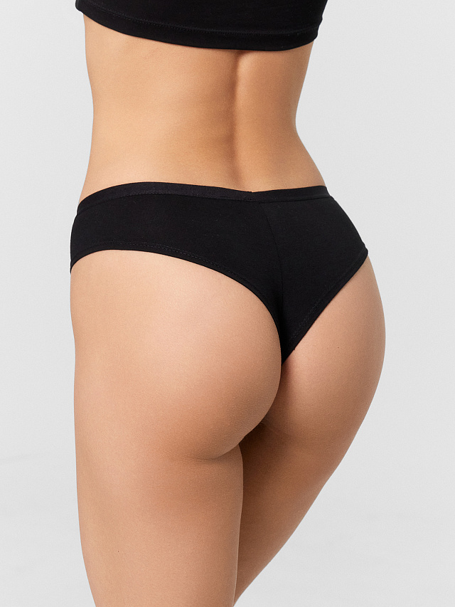 Трусы женские бразилиана набор (3 шт.) в черном цвете