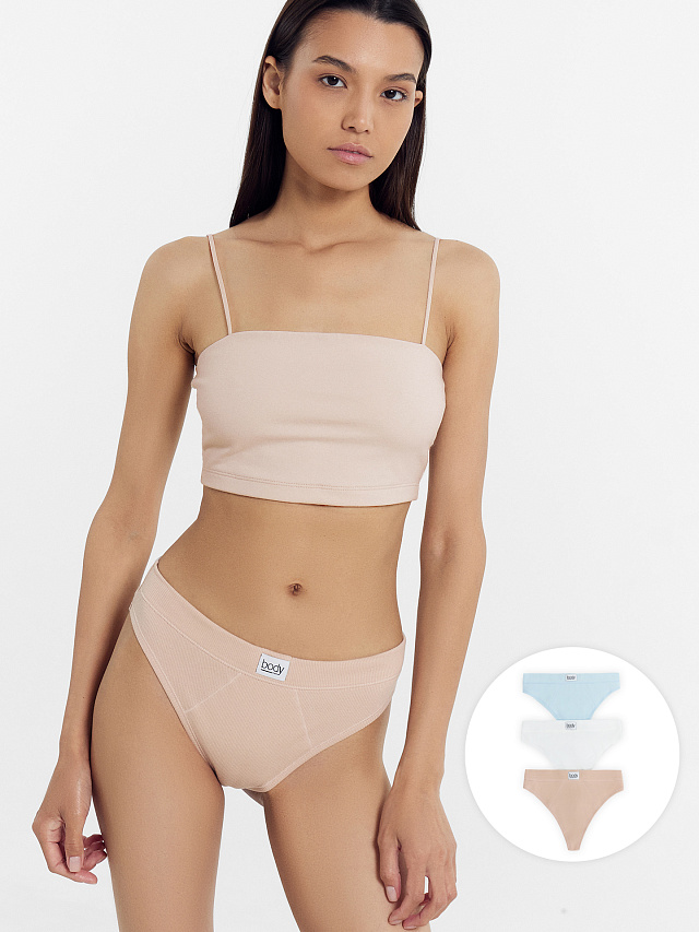 Трусы женские бразилиана (3 шт.) в персиково-розовом цвете