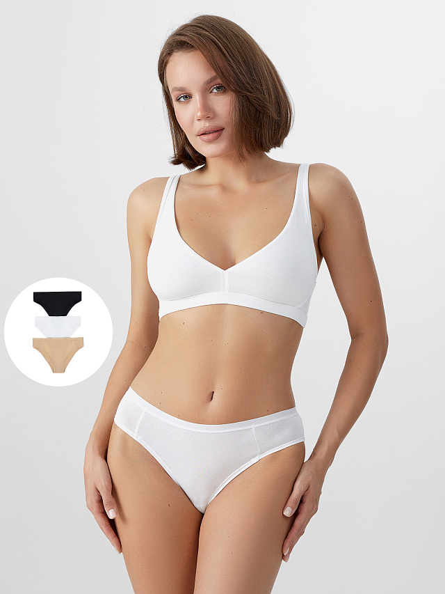 Трусы женские слипы мультипак (3 шт.) в белом цвете