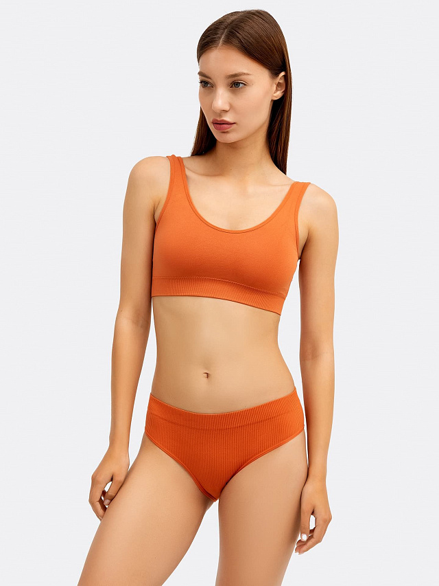 Трусы женские слипы в терракотово-красном цвете в рубчик