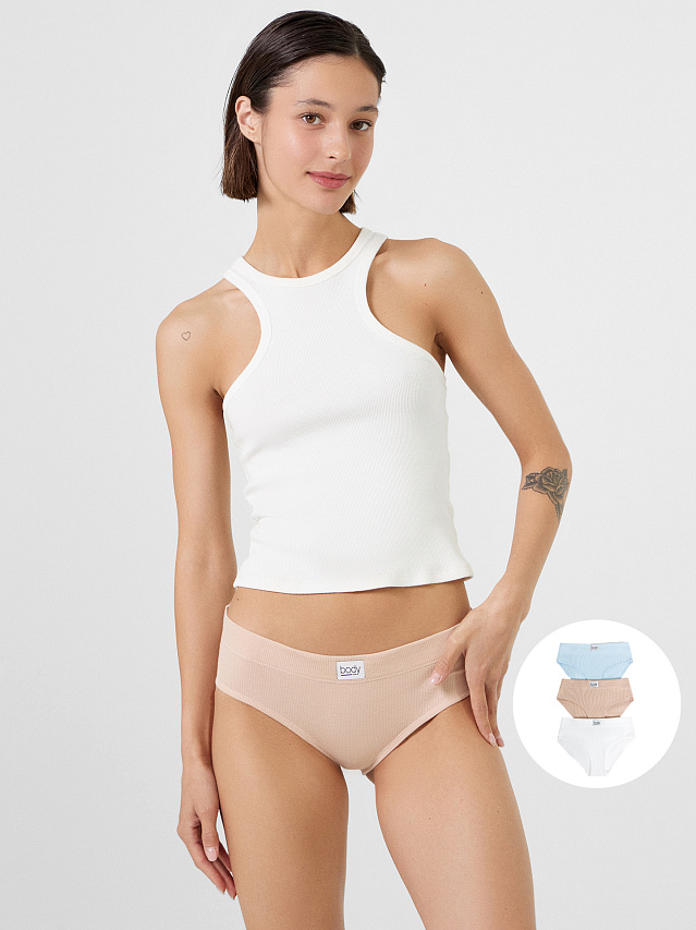 Трусы женские слипы мультипак (3 шт.) в персиково-розовом цвете