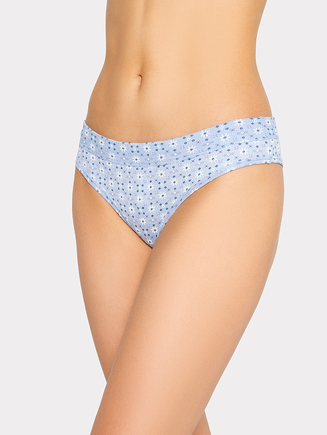 Трусы женские бразилиана в голубом цвете с орнаментом