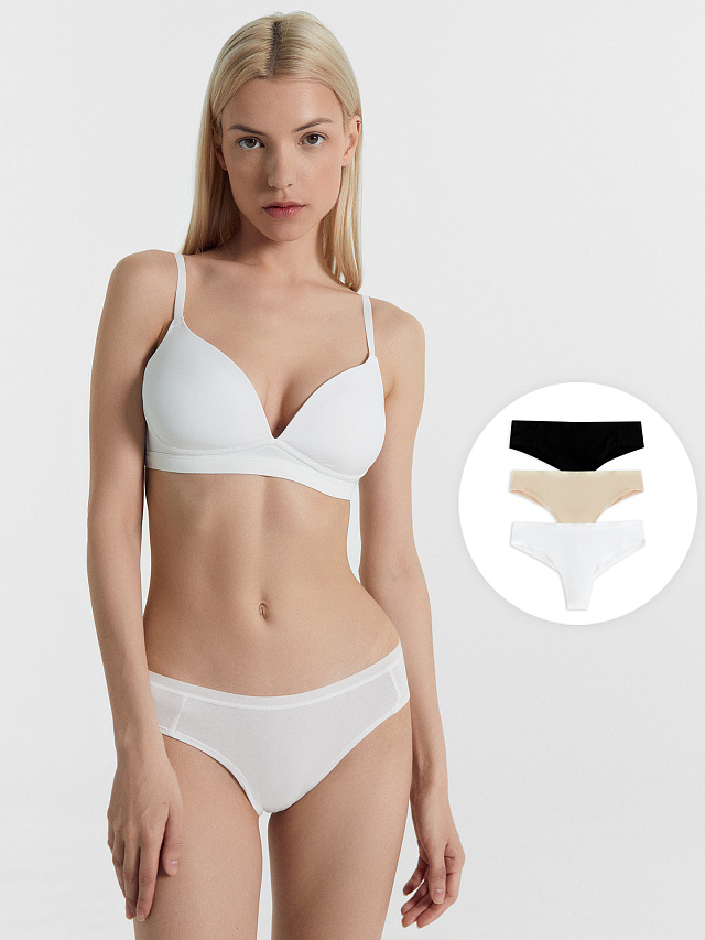 Трусы женские бразилиана мультипак (3 шт.) в белом цвете