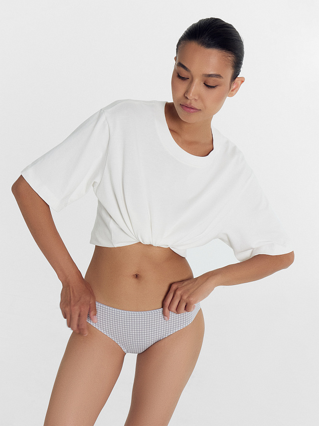 Трусы женские слипы серые с паттерном