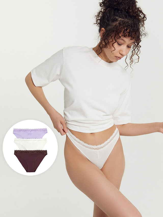 Трусы женские слипы мультипак (3 шт.) в розовом цвете