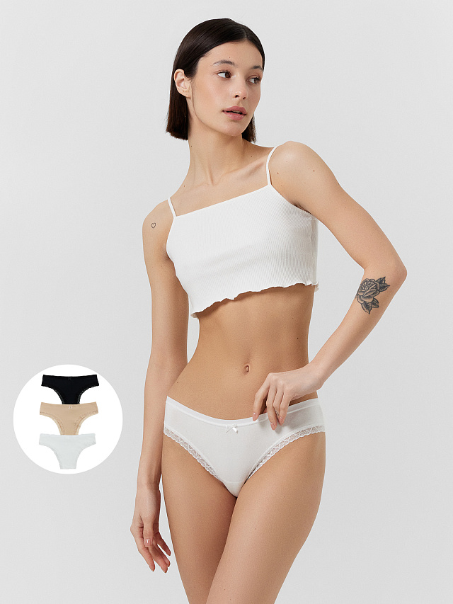 Трусы слипы женские в наборе, 3 шт