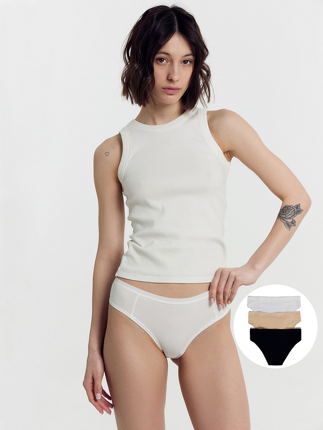 Трусы женские слипы набор (3 шт.) в белом цвете