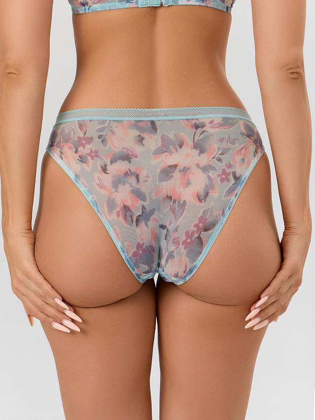 Трусы женские слипы мятно-зеленые с крупными цветами