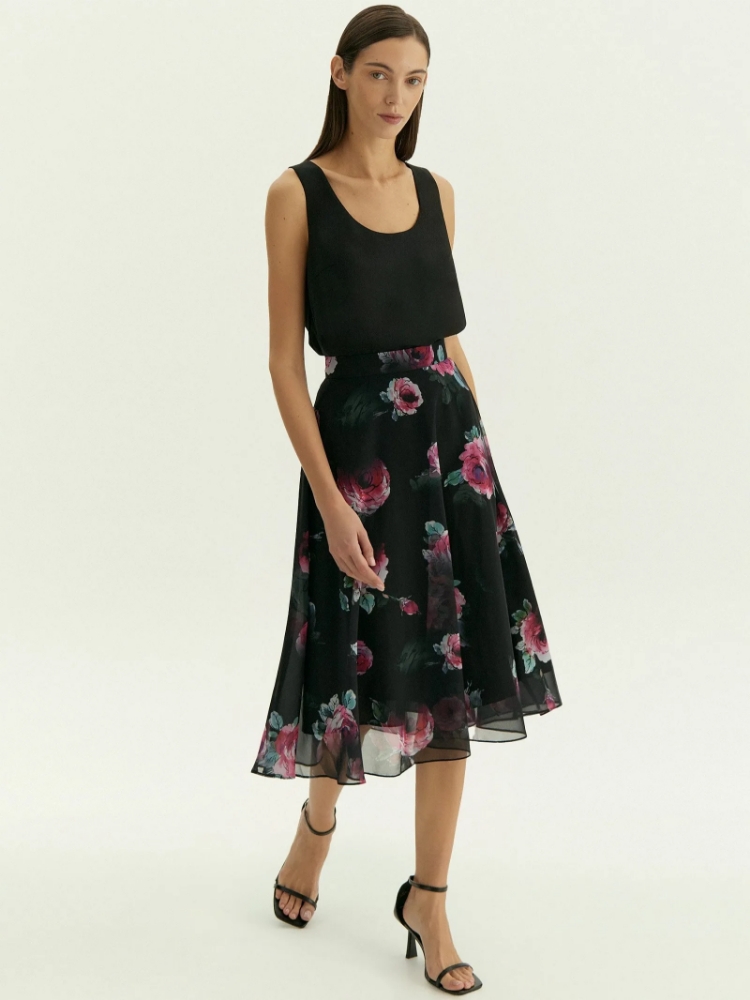 Юбка миди из шифона с цветочным принтом ,
100% полиэстер ,