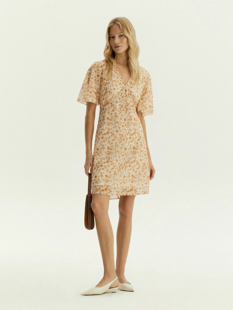 Платье мини из шифона с цветочным принтом ,
100% полиэстер ,