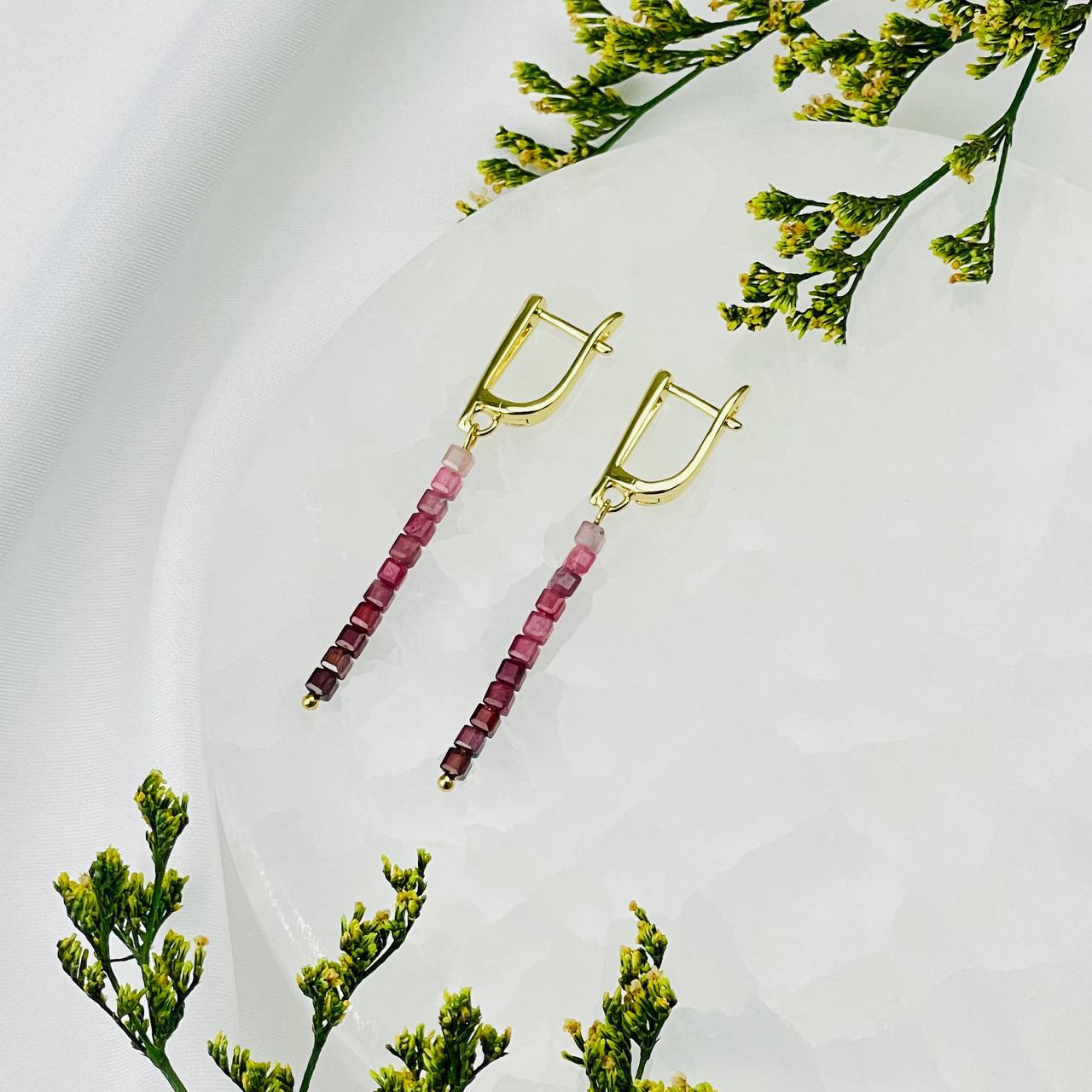 Радуга Самоцветов Серьги из Шпинели (градиент)