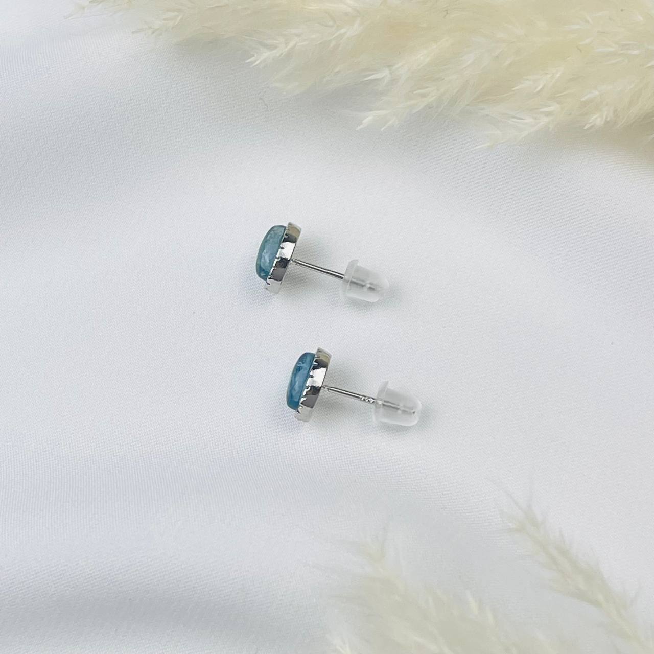 Радуга Самоцветов Серьги-пусеты с Аквамарином