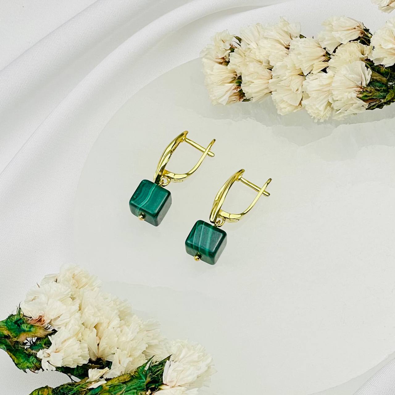 Радуга Самоцветов Серьги из Малахита