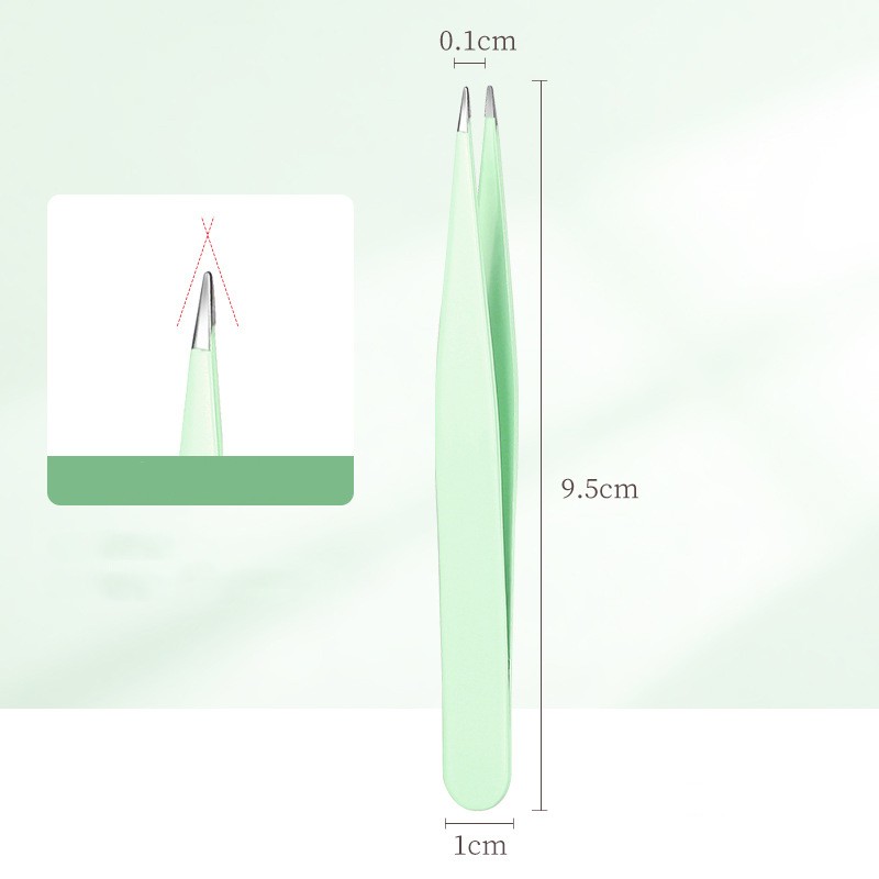 Набор пинцетов для бровей и ресниц 4 шт. в кожаном чехле. Цвет: Мята