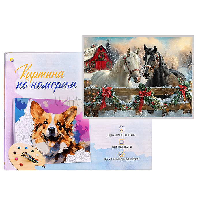 Холст с красками 17х22 по номерам
