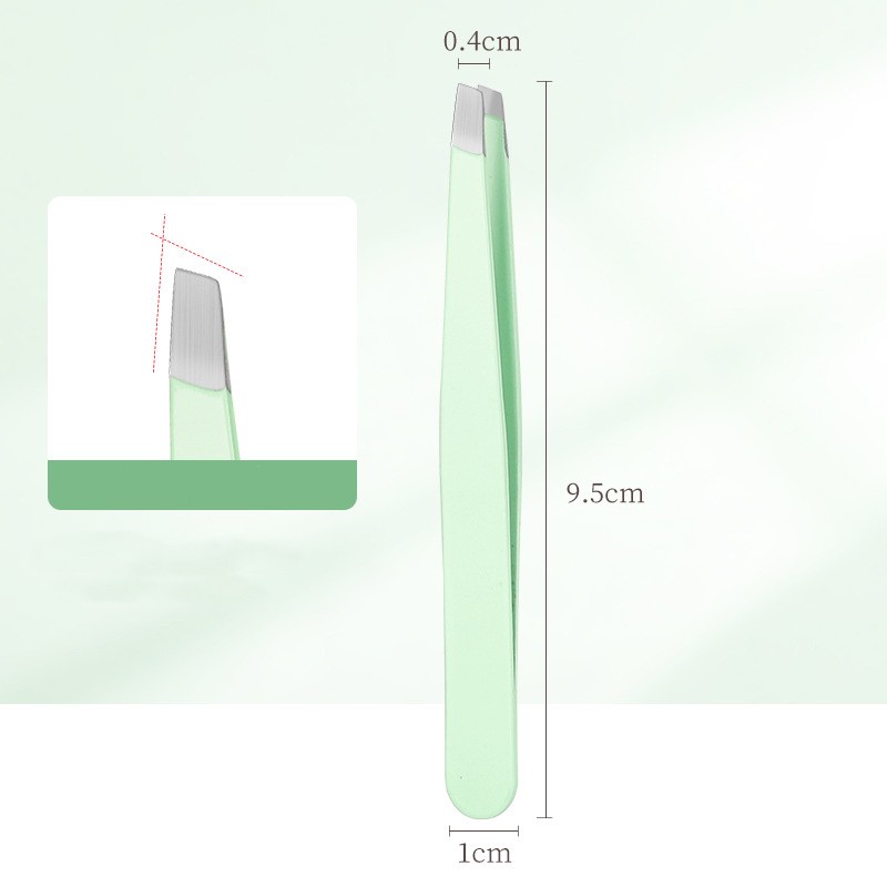 Набор пинцетов для бровей и ресниц 4 шт. в кожаном чехле. Цвет: Мята