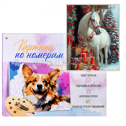 Холст с красками 40х50 по номерам 