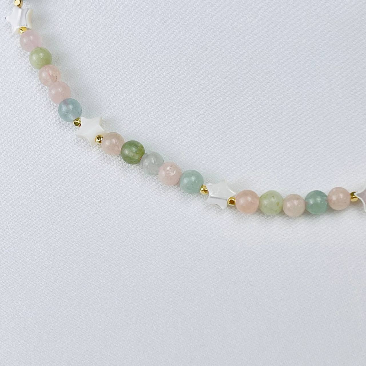 Радуга Самоцветов Бусы детские из Берилла микс и Перламутра