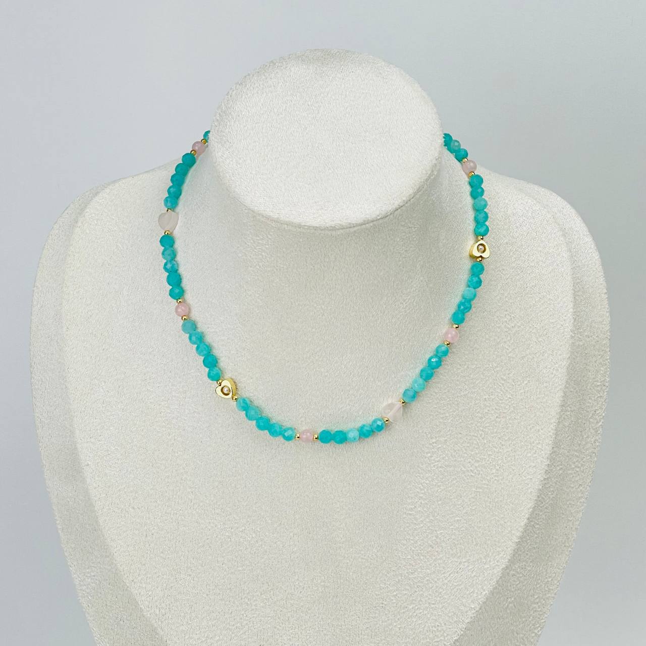 Радуга Самоцветов Бусы детские из Амазонита и Розового кварца