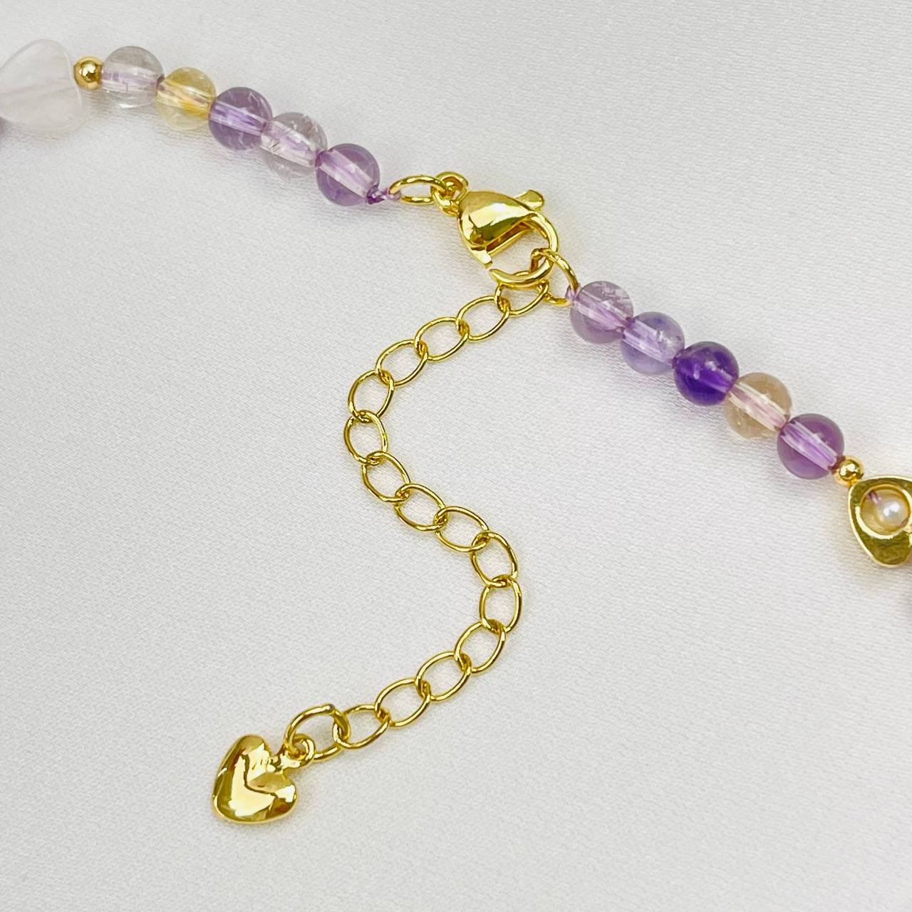 Радуга Самоцветов Бусы детские из Аметиста, Цитрина и Горного Хрусталя