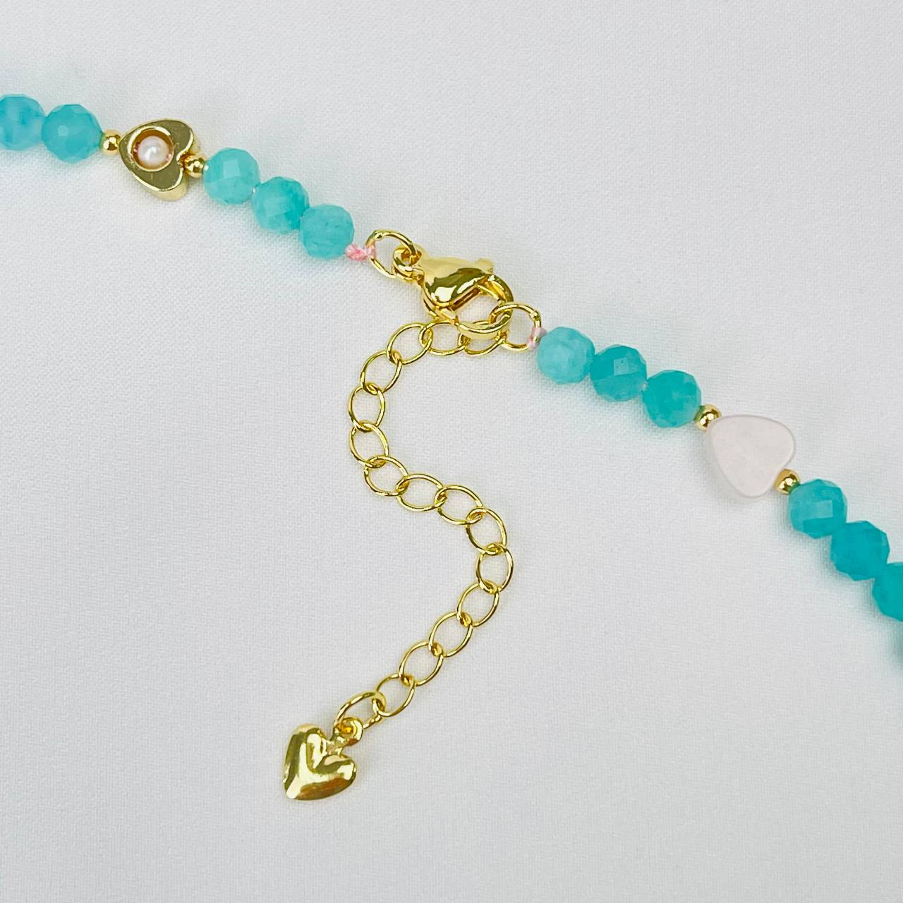 Радуга Самоцветов Бусы детские из Амазонита и Розового кварца