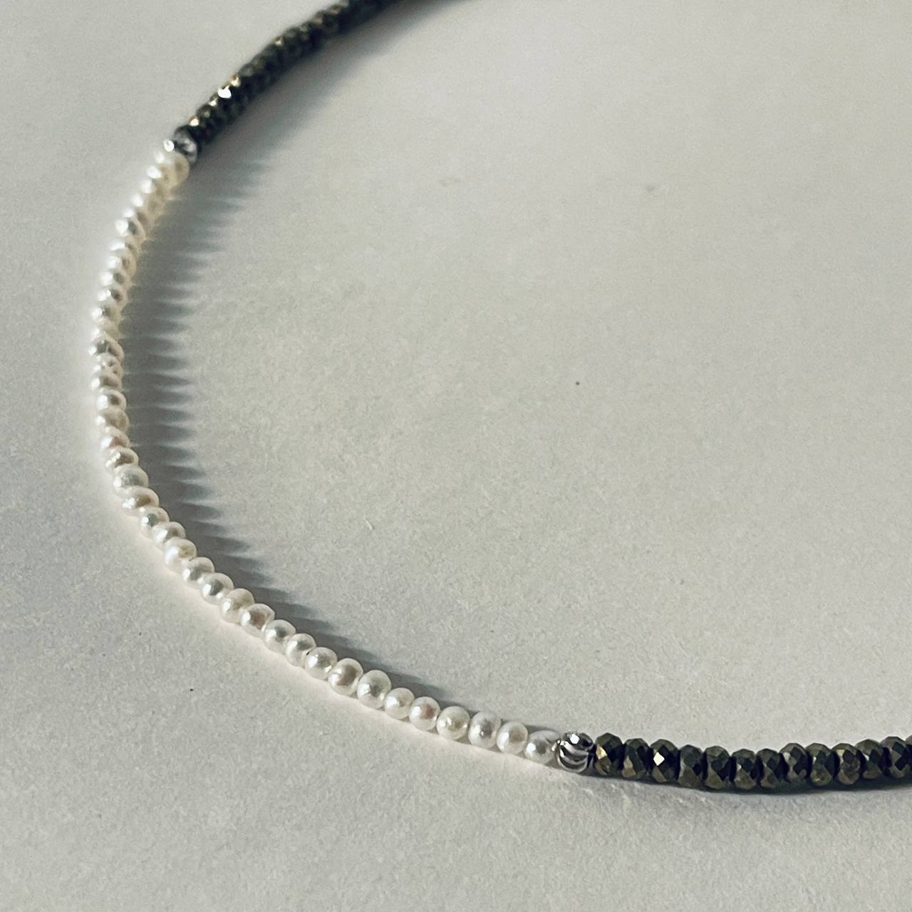 Радуга Самоцветов Бусы из Пирита и Жемчуга