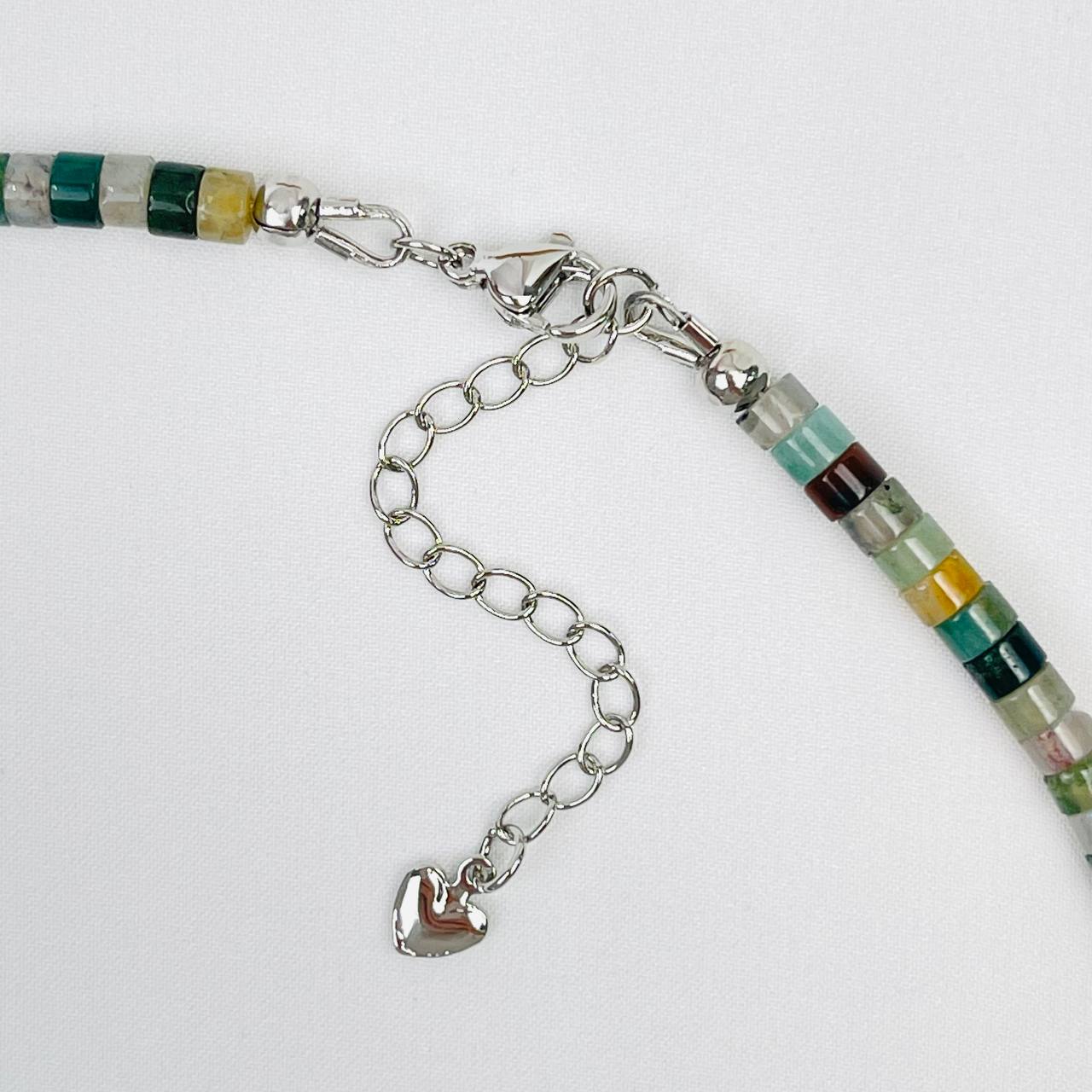 Радуга Самоцветов Чокер из Мохового агата и Розового кварца