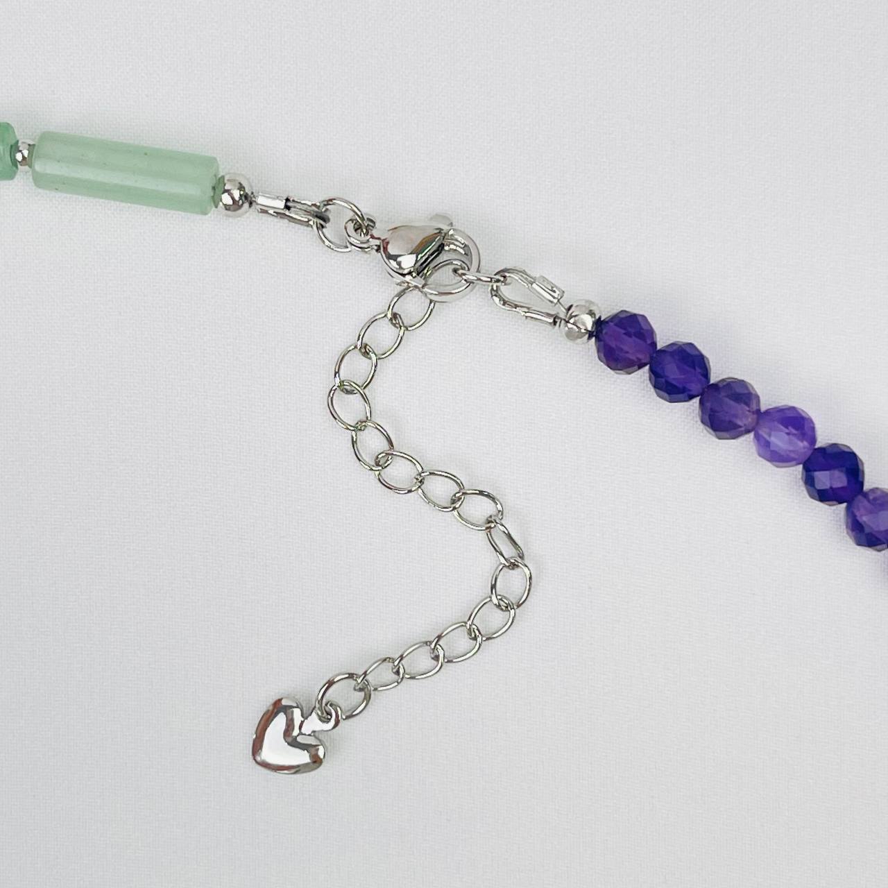 Радуга Самоцветов Колье из зеленого Кварца и Аметиста