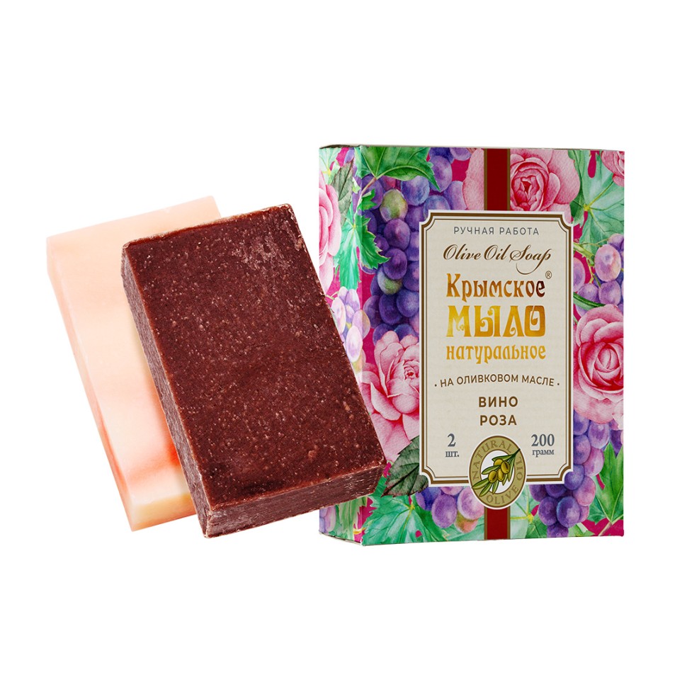 Набор Крымское мыло натуральное на оливковом масле ВИНО И РОЗА МН, 200г