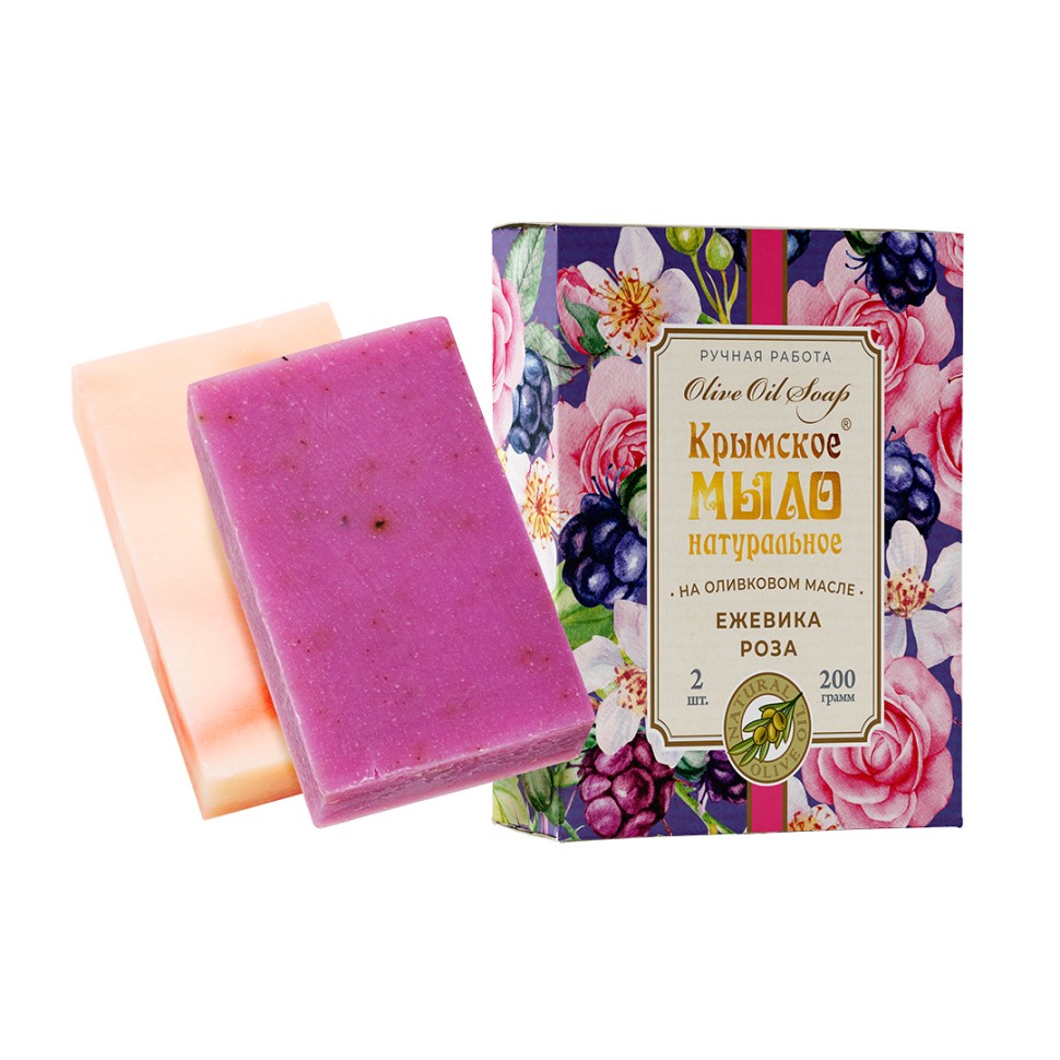 Набор Крымское мыло натуральное на оливковом масле ЕЖЕВИКА И РОЗА МН, 200г