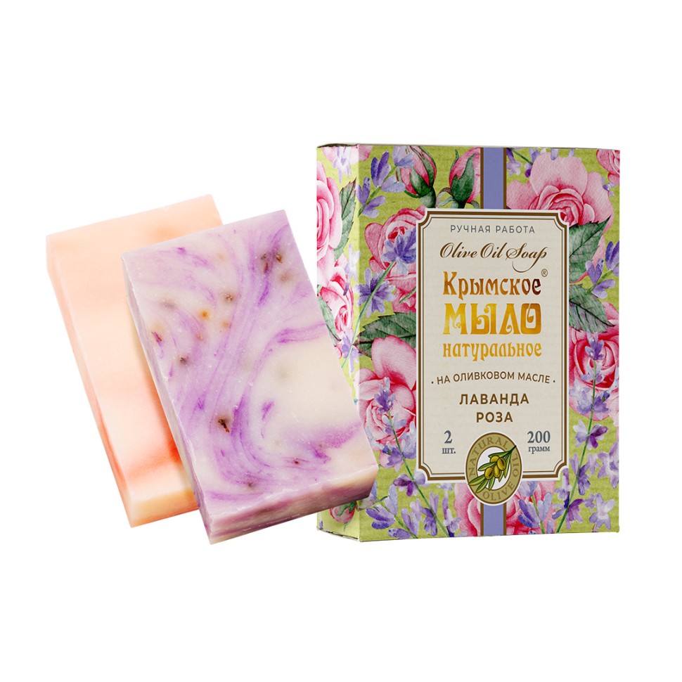 Набор Крымское мыло натуральное на оливковом масле ЛАВАНДА И РОЗА МН, 200г