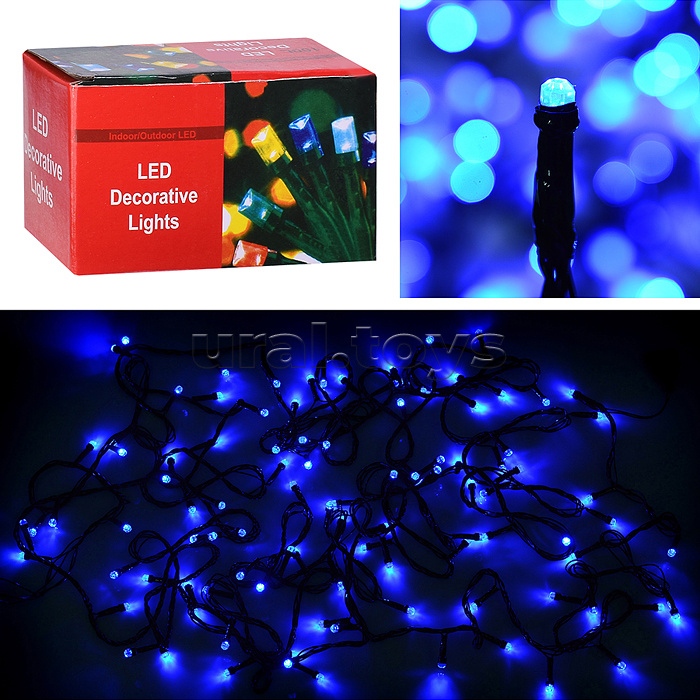 Электрогирлянда светодиодная 10м., 100 ламп, синий