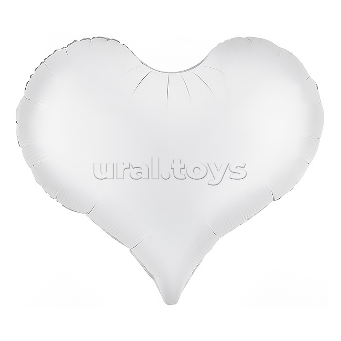 Шар (24''/61 см) Сердце, Люкс, Белый, Сатин, 1 шт. в уп.
