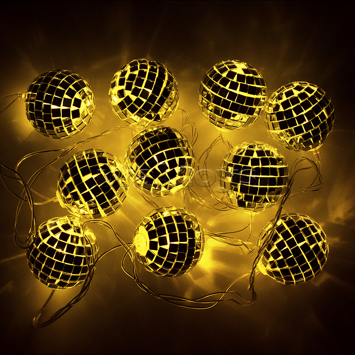 Электрогирлянда Зеркальный шар, 2м, 10 ламп*4см
