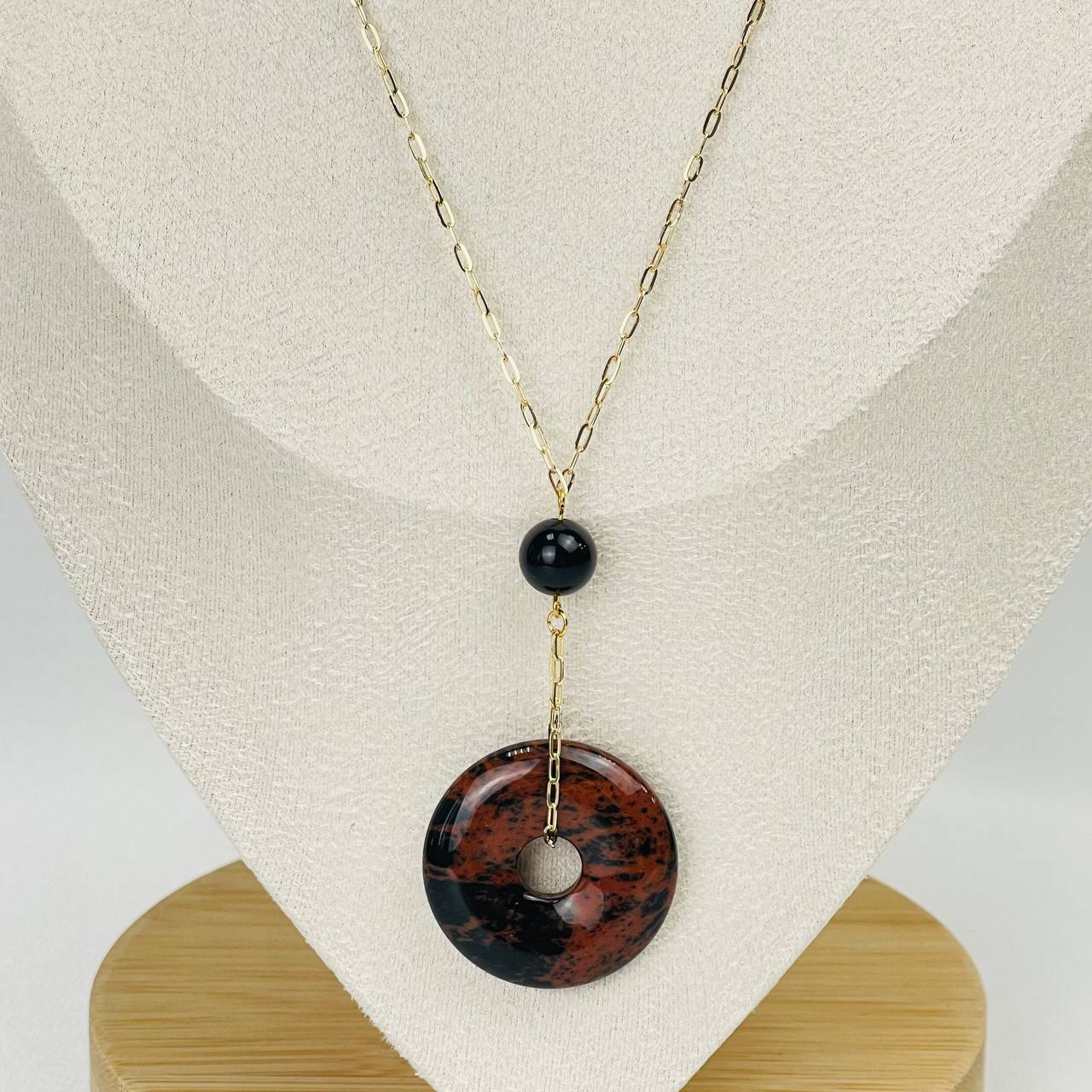 Радуга Самоцветов Кулон на цепочке из Обсидиана