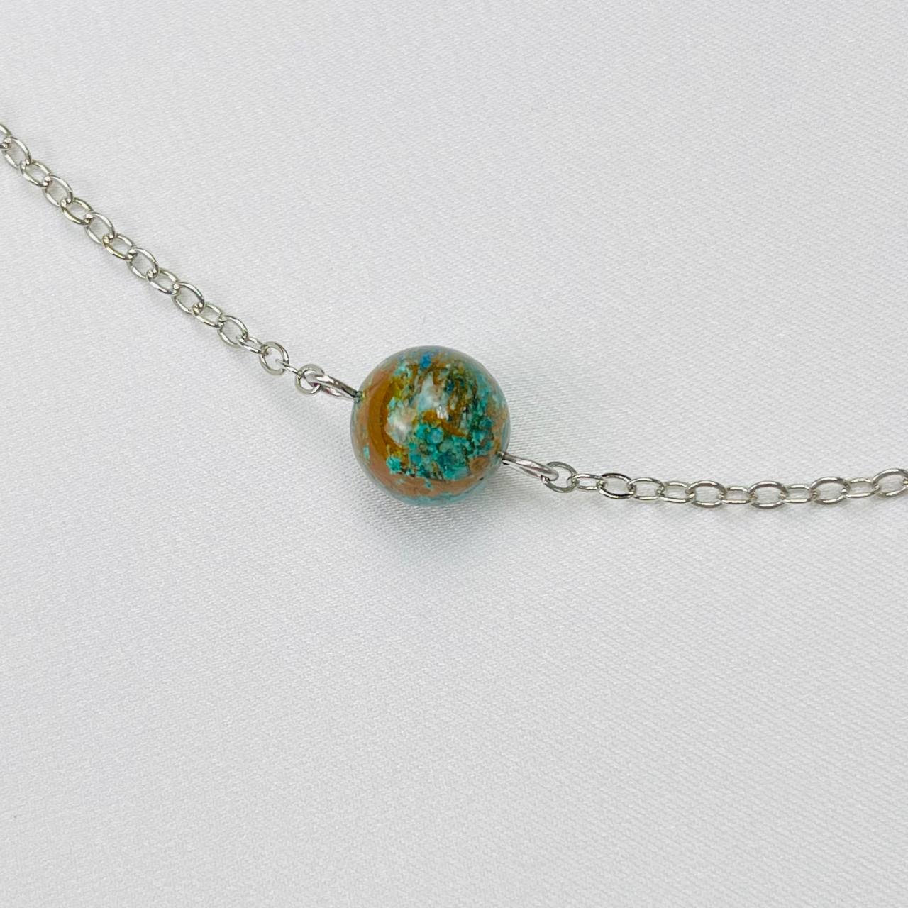 Радуга Самоцветов Кулон на цепочке из Хризоколлы