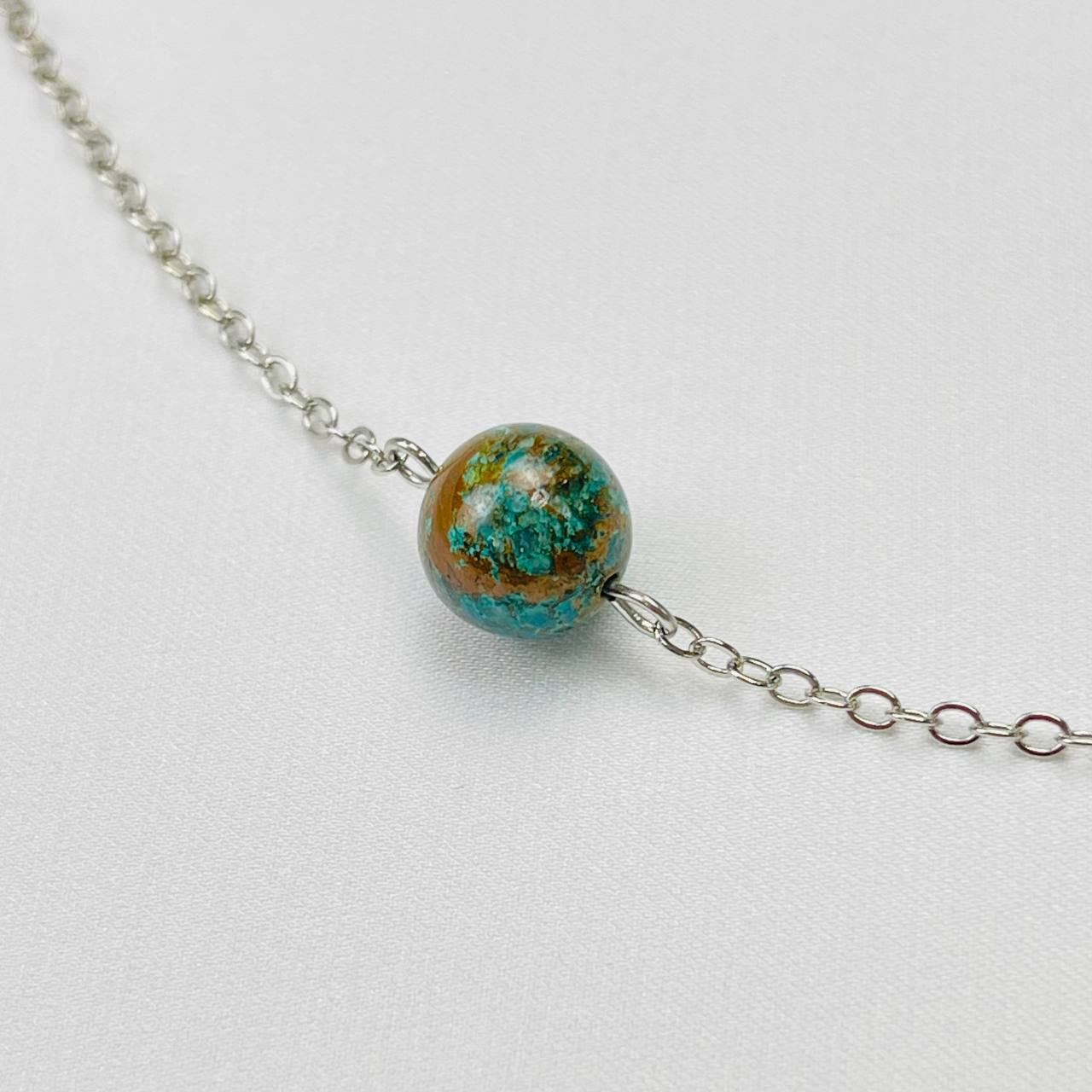 Радуга Самоцветов Кулон на цепочке из Хризоколлы