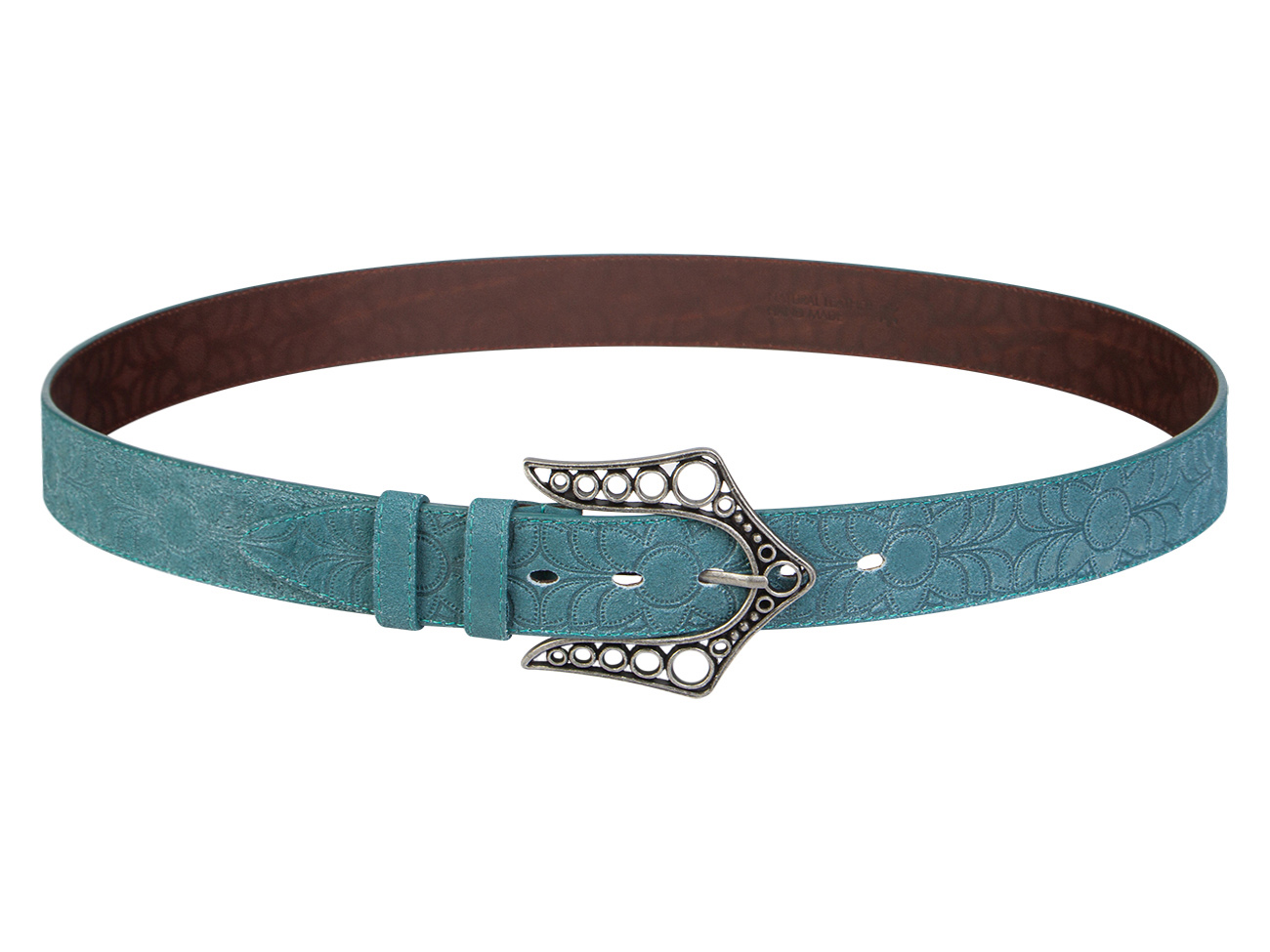 Кожаный зеленый женский джинсовый ремень B40-1115