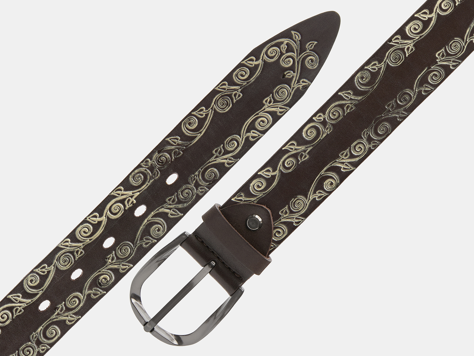 Кожаный коричневый женский джинсовый ремень B40-2341