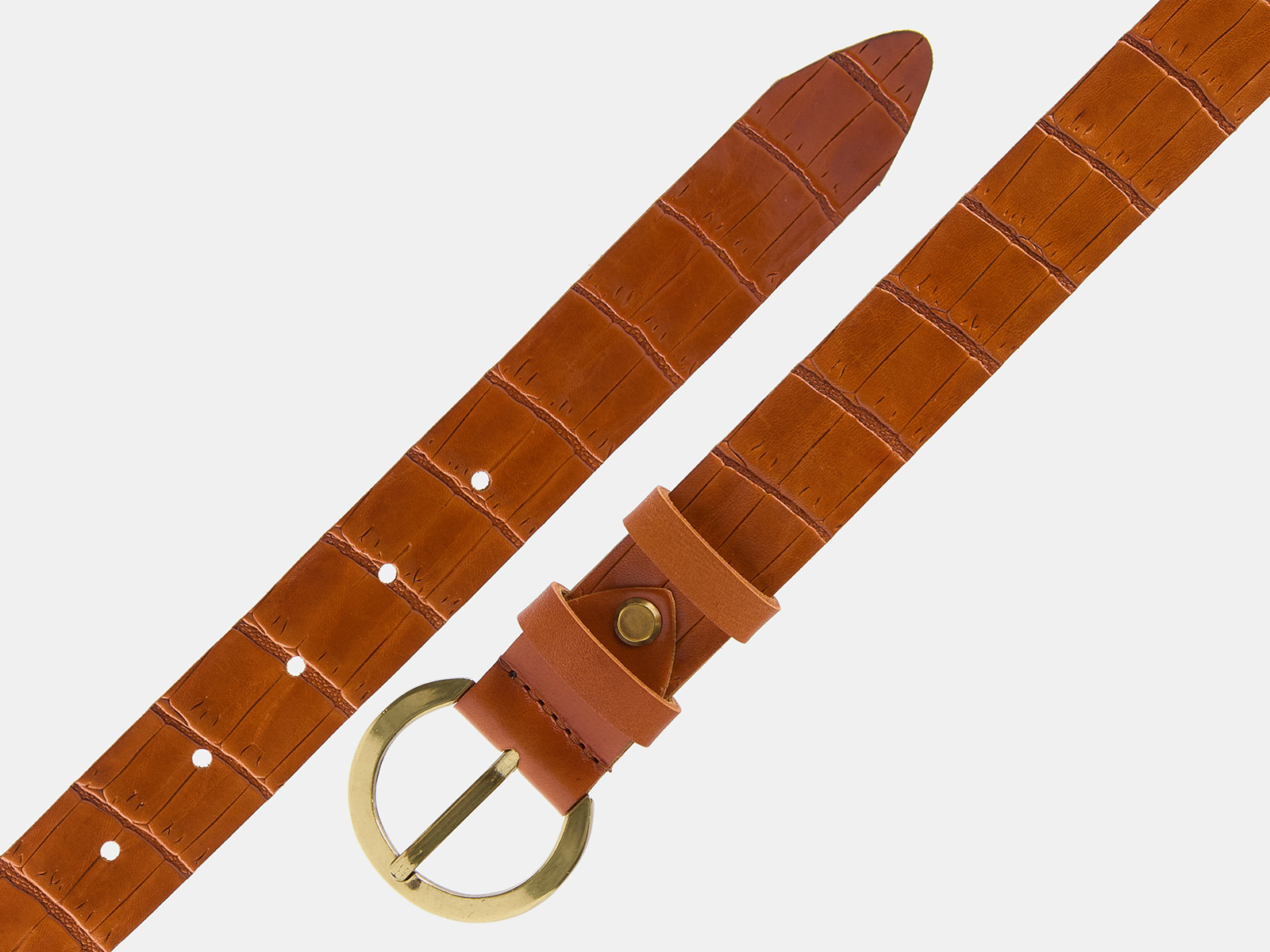 Кожаный рыжий женский джинсовый ремень B30-2175