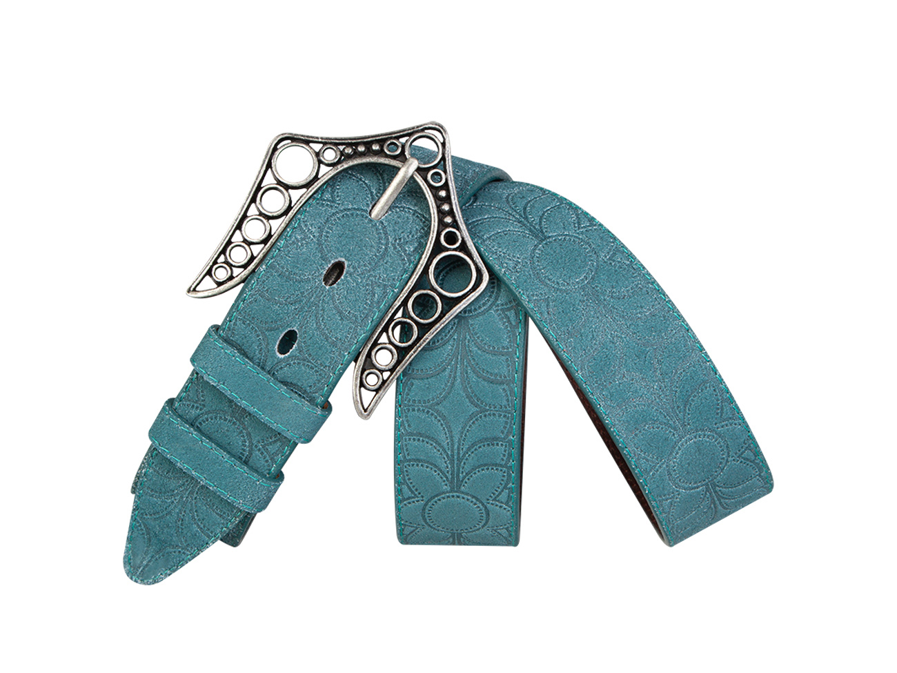 Кожаный зеленый женский джинсовый ремень B40-1115