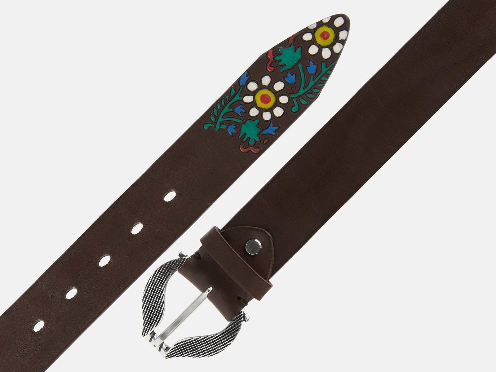 Кожаный коричневый женский джинсовый ремень B40-2313