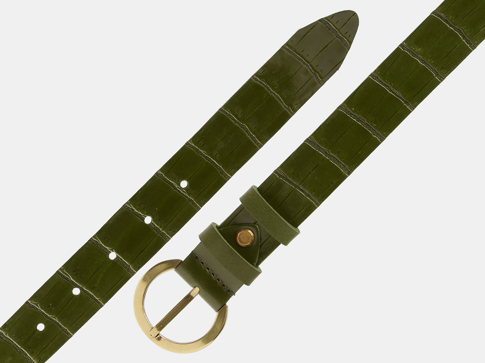 Кожаный зеленый женский джинсовый ремень B30-2176