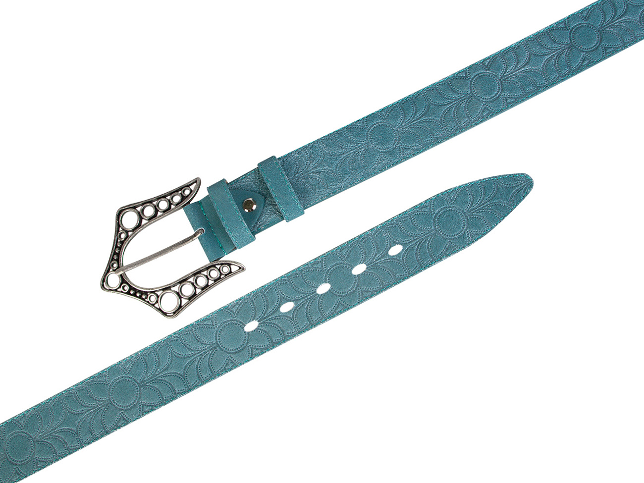 Кожаный зеленый женский джинсовый ремень B40-1115